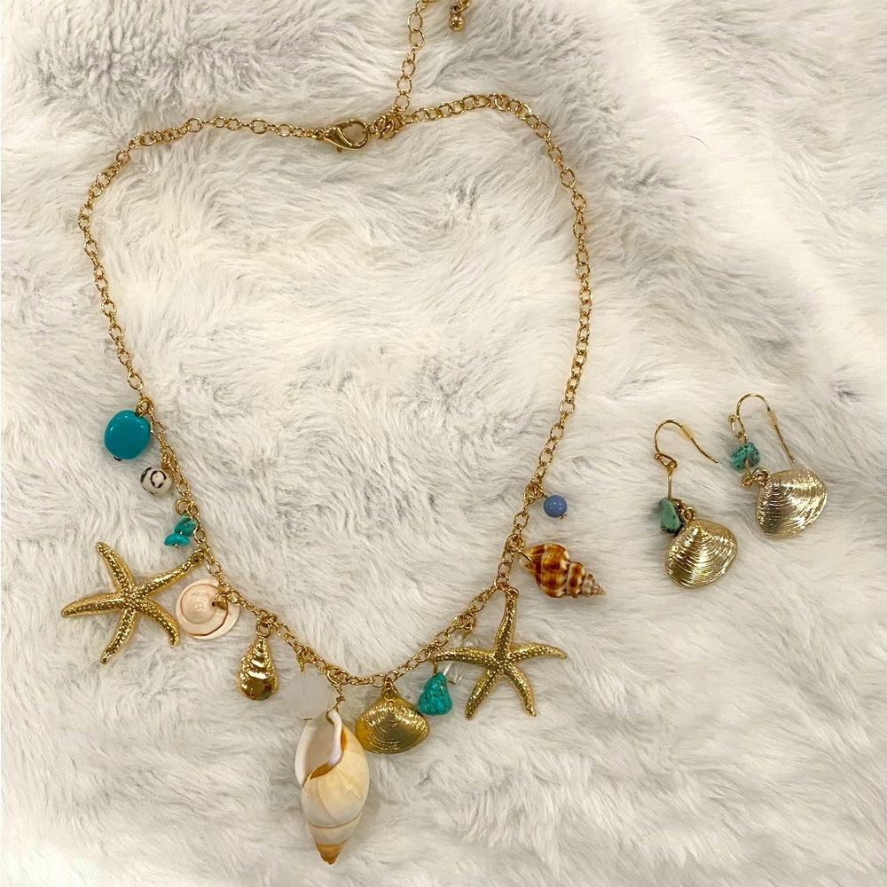Mermaid necklace & earring set